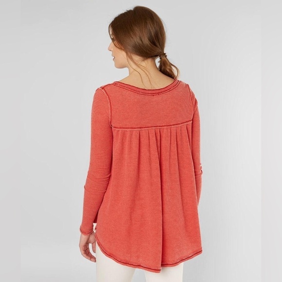 Free People We The Free Kai Thermal Henley Top Orange - Picture 3 of 10